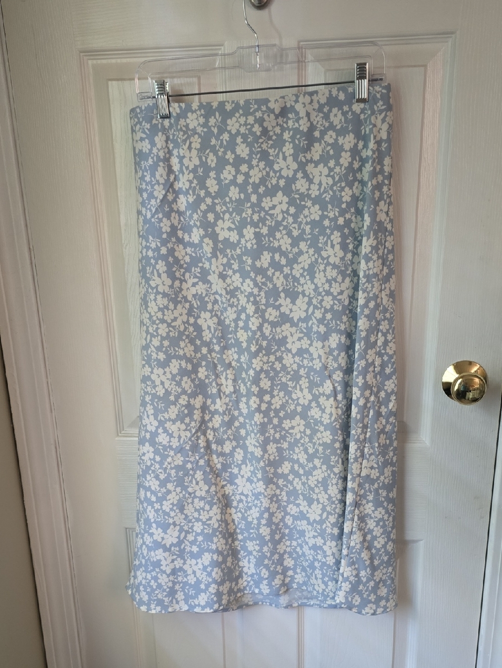 Rachel Zoe Pale Blue and White Floral Midi Skirt